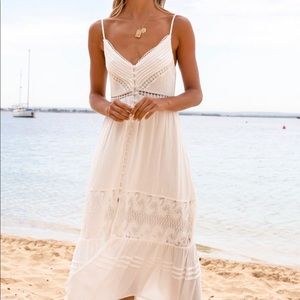 White Midi Button Down Beach Dress